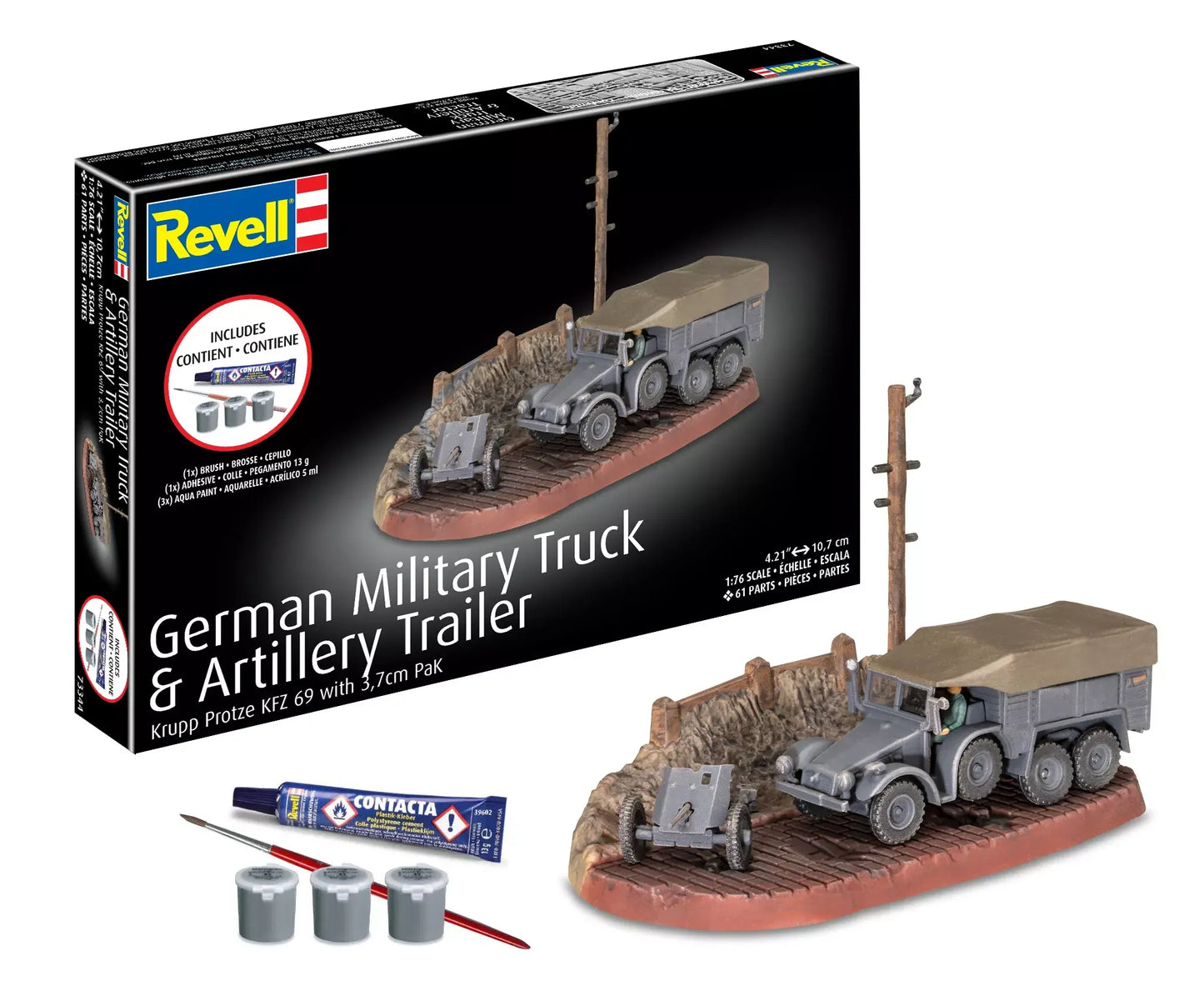 Revell 1/76 Krupp Protze Kfz. 69 with 3.7cm PaK 36 Model Kit - RMX73344