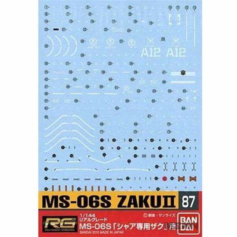 Bandai GD-87 RG MS-06S Zaku II Water-Slide Decal Sheet – 2569895