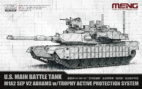 Meng 1/72 U.S Main Battle Tank M1A2 SEP V2 Abrams w/ Trophy Active Protection System - 72016