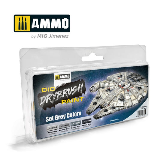 AMMO DRYBRUSH SET GREY COLORS 7300
