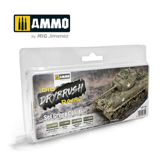 AMMO DRYBRUSH SET GREEN COLORS 7301