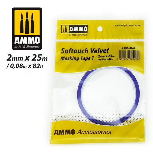 AMMO Softouch Velvet Masking Tape 1 (2mm x 25M) 8240