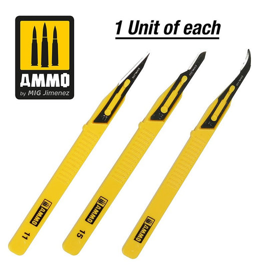 AMMO Mini Blade Set - 3 pcs. (1 Mini Blade Straight + 1 Mini Blade Curved + 1 Mini Blade Ripper) 8691