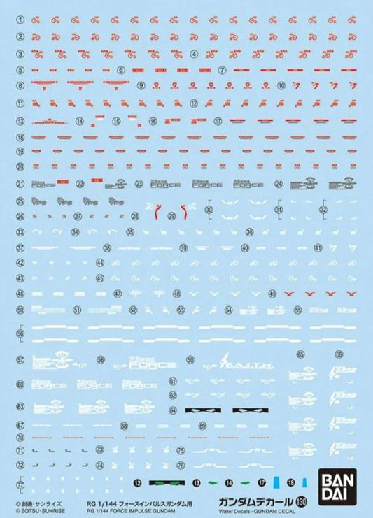 Gundam Decal No.130 RG 1/144 Force Impulse Gundam Decal Sheets - 2597349