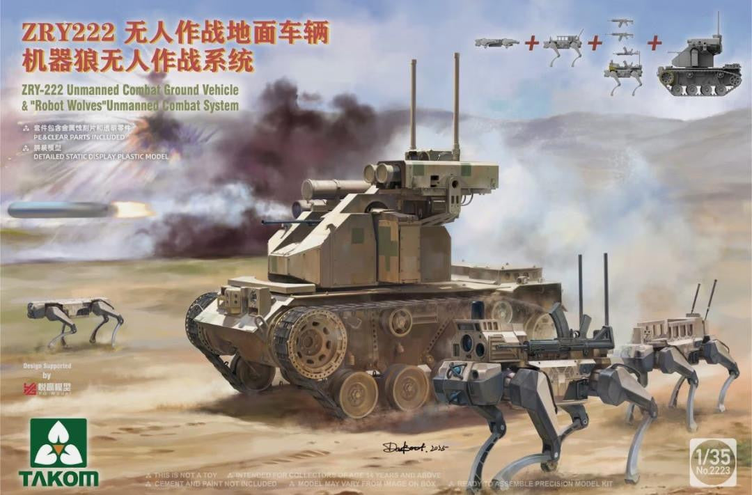 Takom 1/35 ZRY-222 Unmanned combat ground vehicle & robot wolves