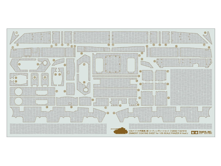 Tamiya 1/35 Zimmerit Coating Sheet Panzer Iv Ausf.J