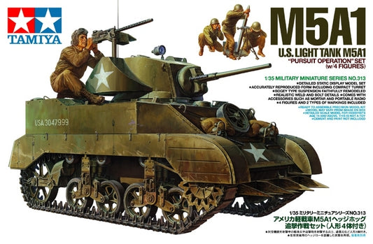Tamiya 1/35 Us Light Tank M5A1 "Pursuit Operation"W/4 Figures