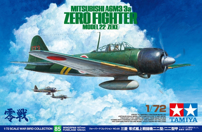 Tamiya 1/72 Mitsubishi A6M3 (Zeke) 3A Zero Fighter Model 22