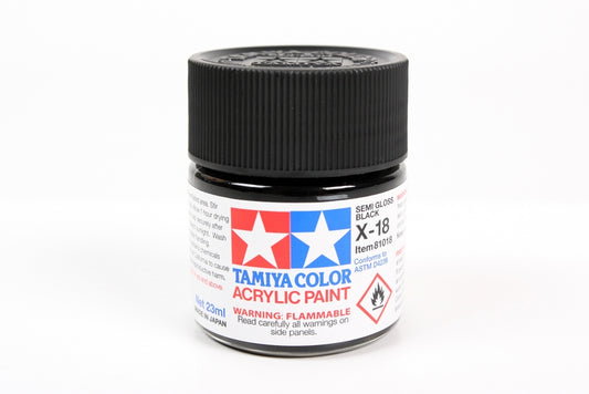 Tamiya Acrylic X-18 Semi Gloss Black 23Ml Bottle