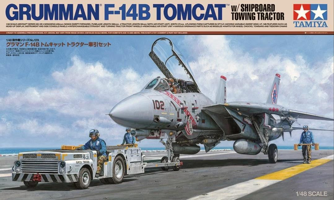 Tamiya 1/48 Grumman F-14B Tomcat w/Towing Tractor **PRE-ORDER** - 61129