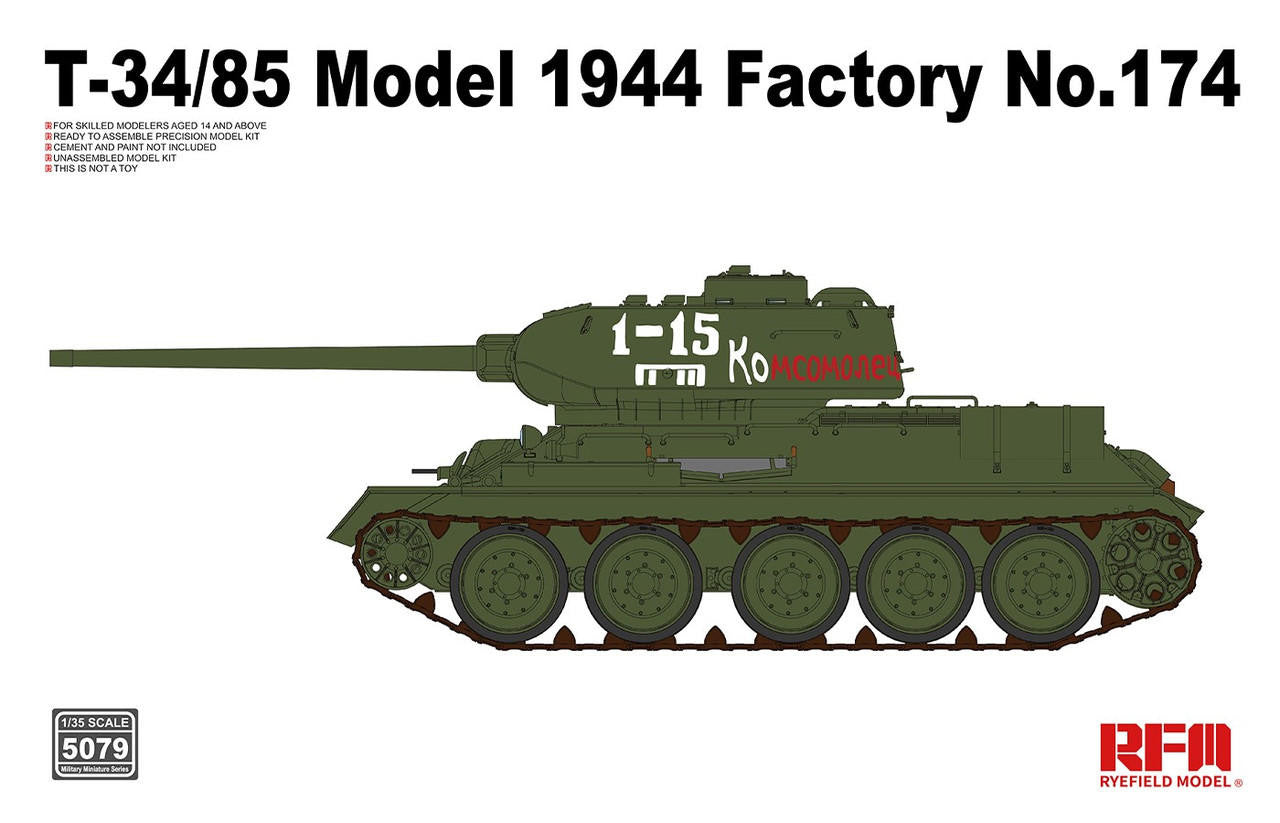 Ryefield 1/35 T-34/85 Model 1944 Factory No.174