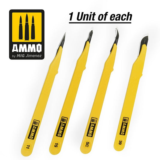 Ammo Standard Blade Set - 4 pcs. (1 Standard Blade Straight + 1 Blade Curved + 1 Blade Ripper + 1 Blade Curved Large)