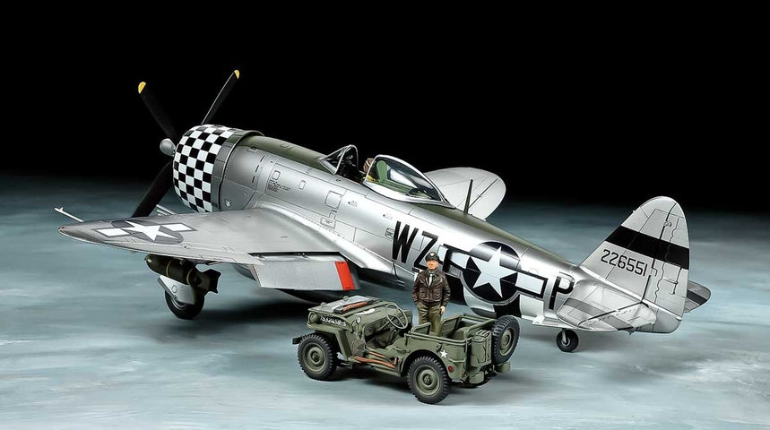 Tamiya 1/48 P-47D Thunderbolt Bubbletop W/1/4-Ton 4X4 Light Vehicle