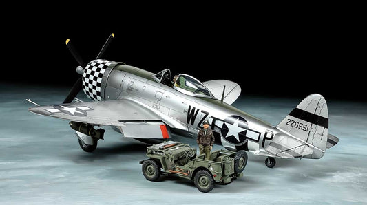 Tamiya 1/48 P-47D Thunderbolt Bubbletop W/1/4-Ton 4X4 Light Vehicle