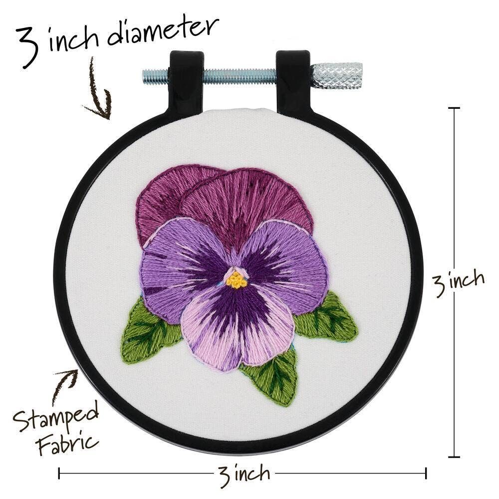 Bucilla® Stamped Embroidery Kit - Pretty Pansy 3"