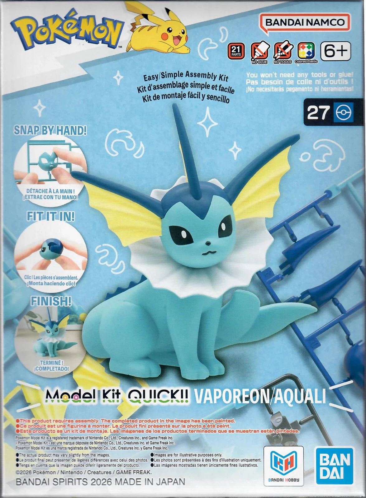 Bandai Pokémon Model Kit QUICK!! 27 Vaporeon "Pokémon"
