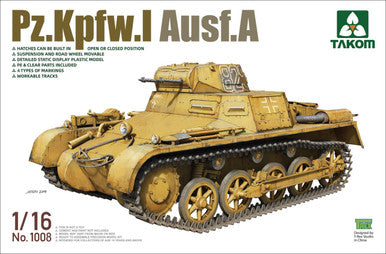 1/16 Takom PzKpfw I Ausf A Tank Plastic Model Kit